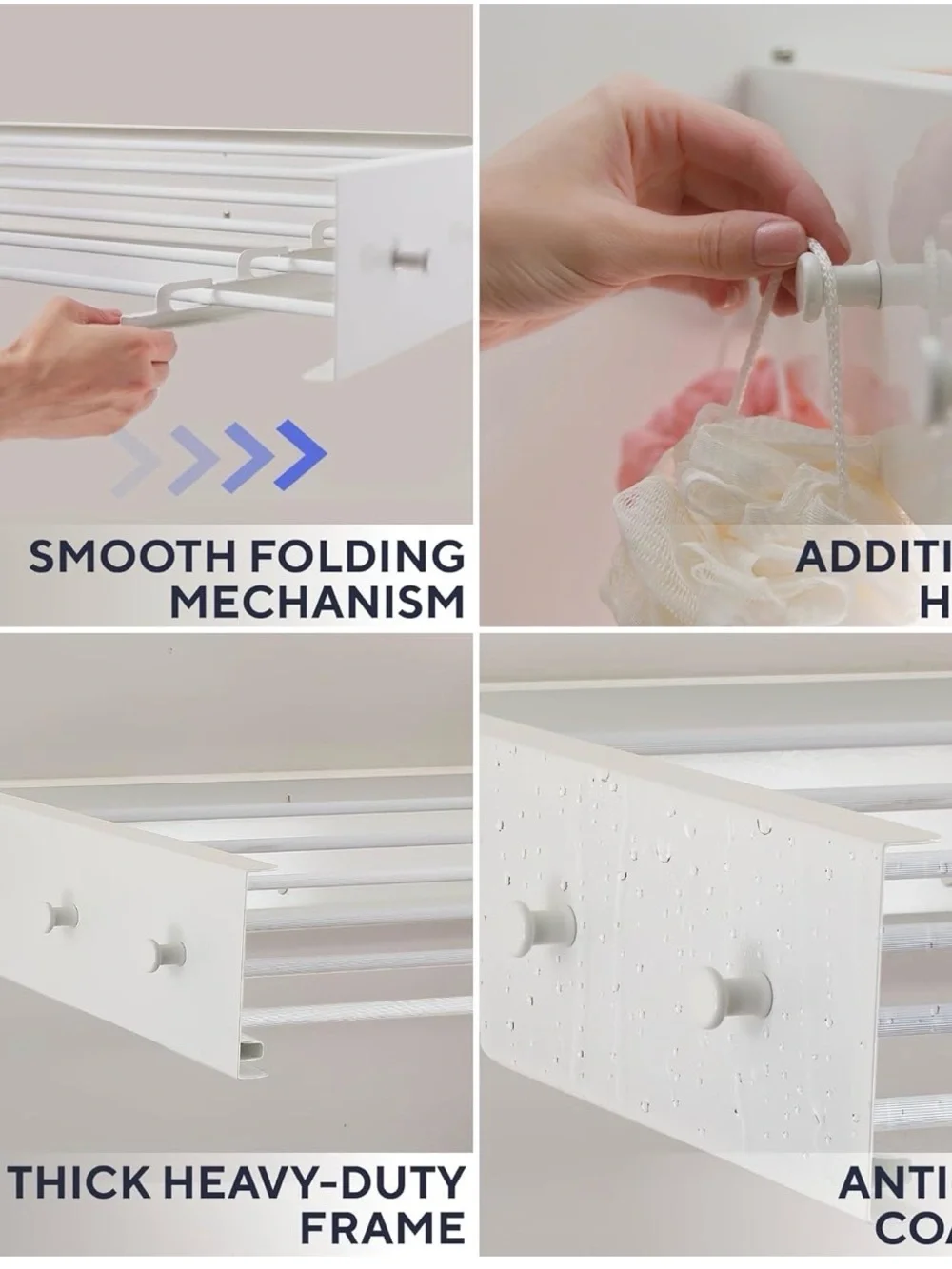 Wall-Mount Retractable Drying Rack in White